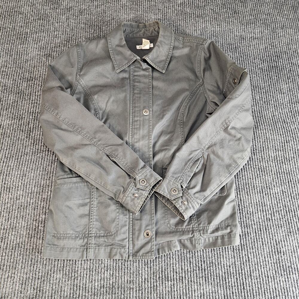 Orvis Jacket Womens Medium Gray Cotton Utility Field Coat Floral Lining